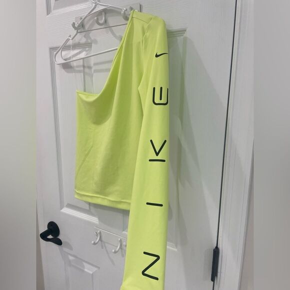 Nike Sportswear Asymmetrical One Shoulder Top Light Lemon Twist Women’s Size XS - Picture 6 of 9